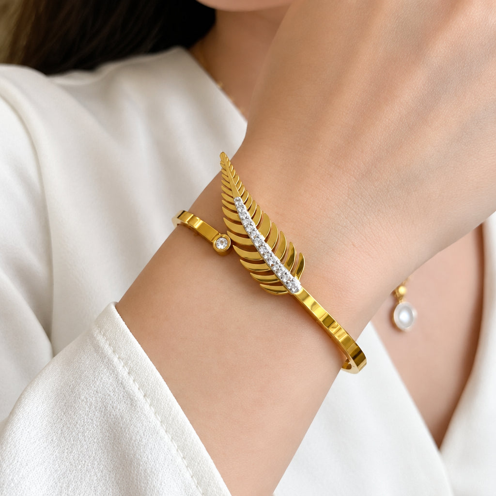 premium-stainless-stee-leaf-style-with-stones-handcuff-bracelet-for-women-muntaha-store