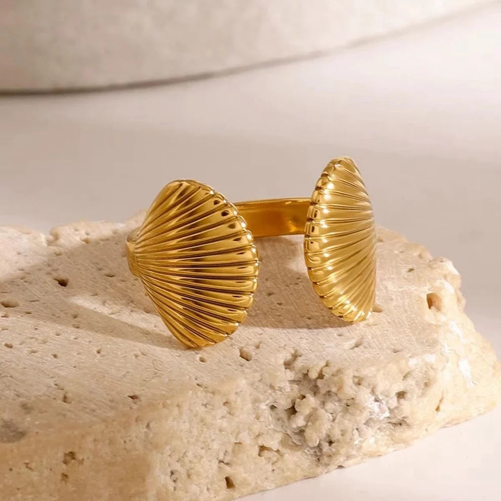 Elegant & Modern 316L Steel 18K Gold Plated Adjustable Ring
