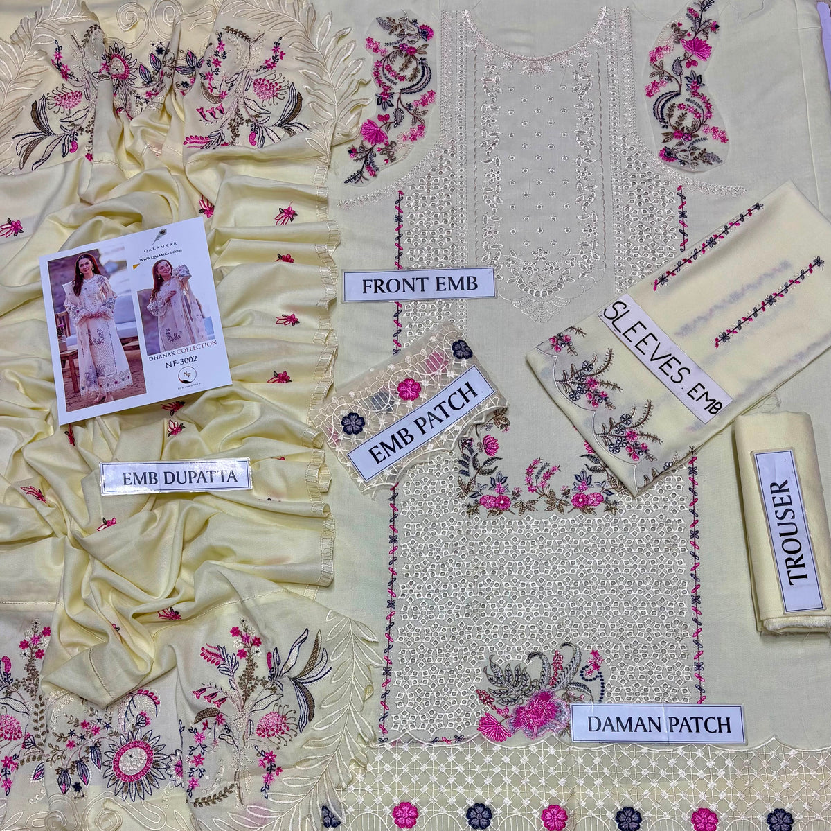 QALAMKAR Dhanak 3 Piece Unstitched Suit 2026-27 | Heavy Chikankari Embroidered Dhanak