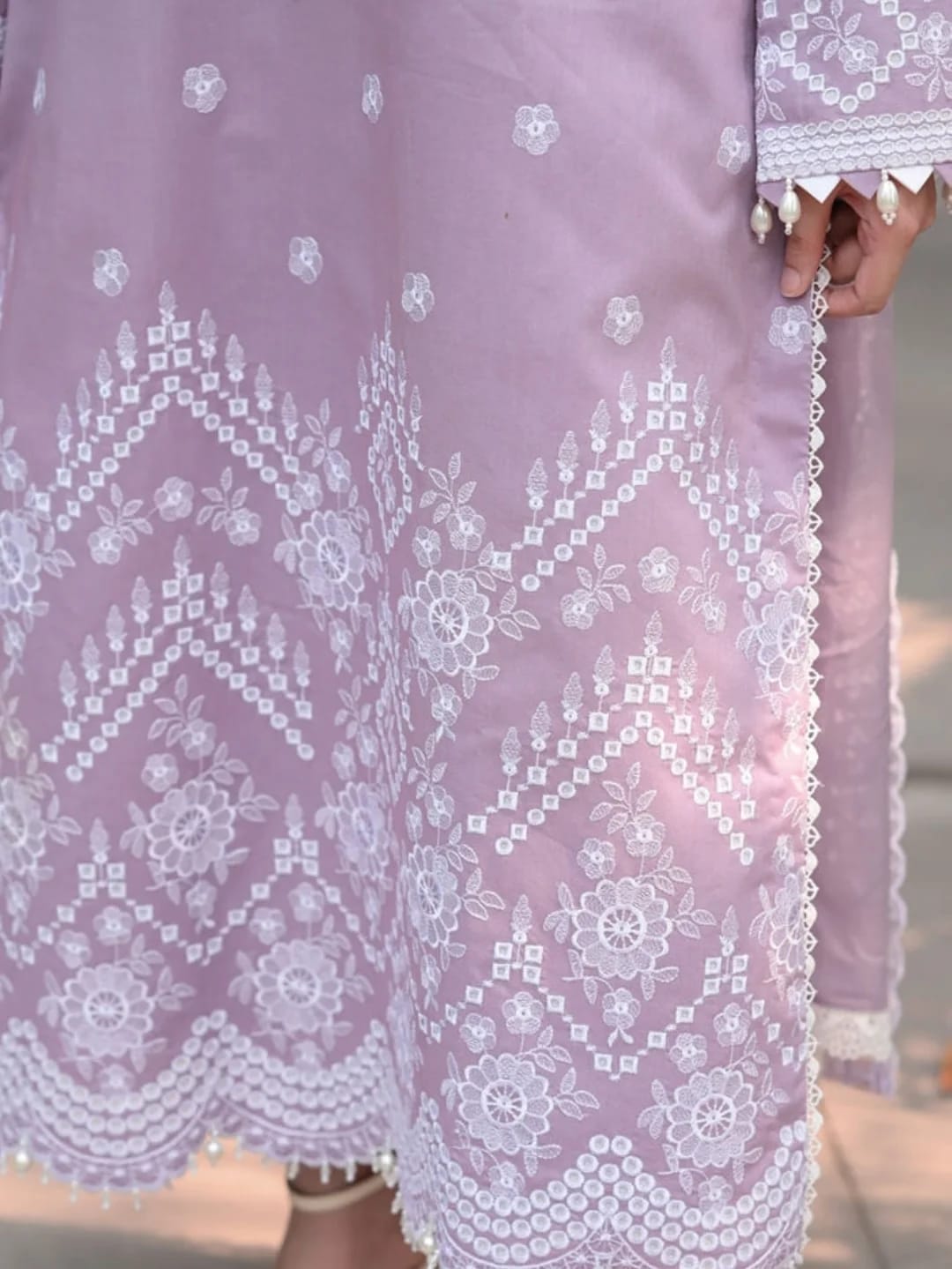 Pastel Lavender Embroidered Cotton Lawn Stitched 3PC Suit | Elegant Women’s Dress