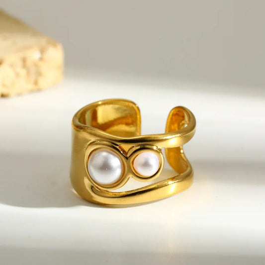 Elegant & Stylish 316L Steel 18K Gold Plated Adjustable Ring