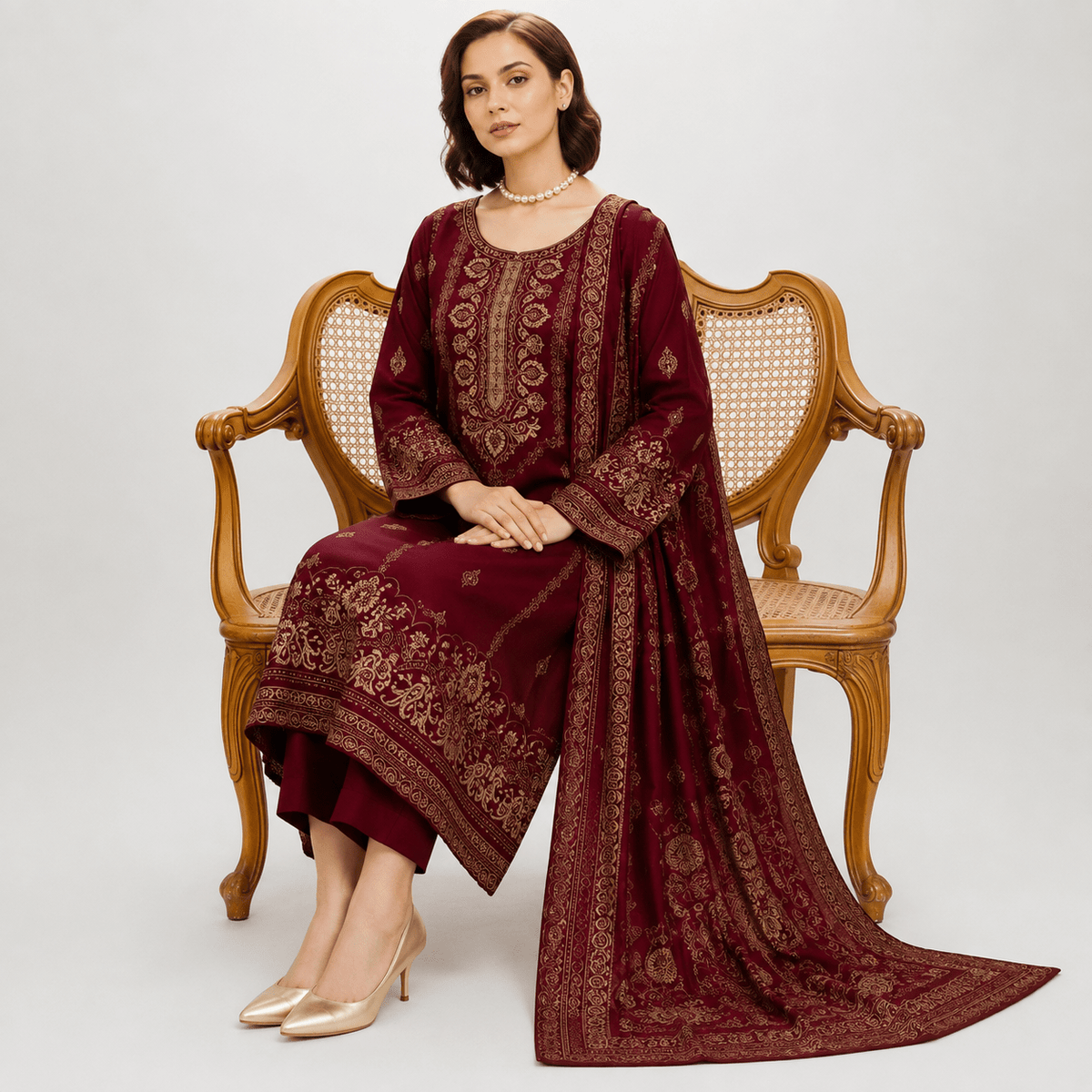Muntaha Pashmina Jacquard 3-Piece Winter Ladies Suit