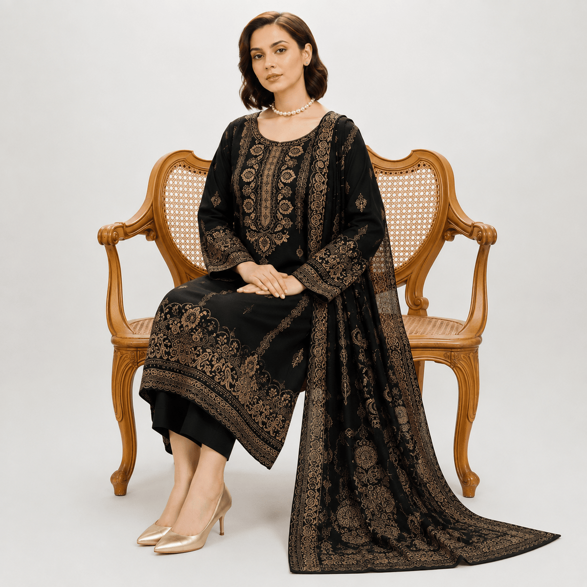 Muntaha Pashmina Jacquard 3-Piece Winter Ladies Suit