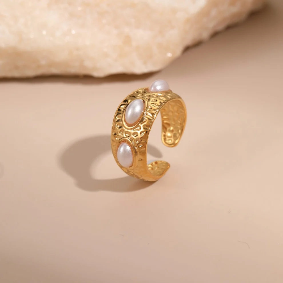 Elegant & Stylish 316L Steel 18K Gold Plated Adjustable Ring