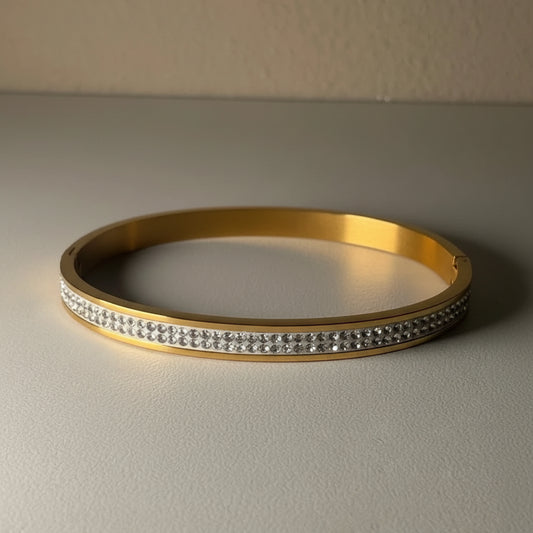 Premium stainless steel stone handcuff bracelet for women | Muntaha Store