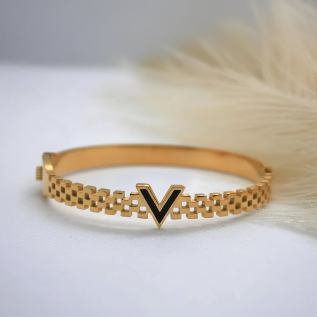 Premium stainless steel V style handcuff bracelet for women | Muntaha Store