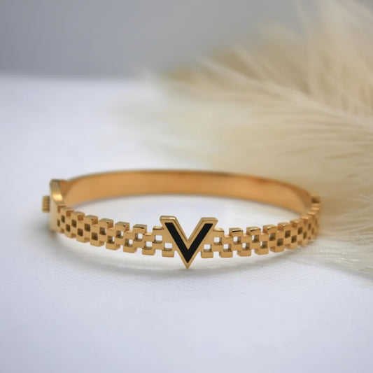Premium stainless steel V style handcuff bracelet for women | Muntaha Store
