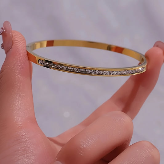 Premium stainless steel stone handcuff bracelet for women | Muntaha Store