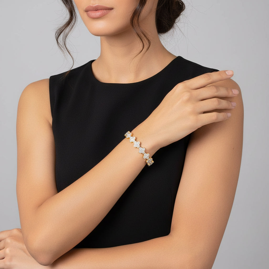 Premium stainless steel white star handcuff bracelet for women | Muntaha Store