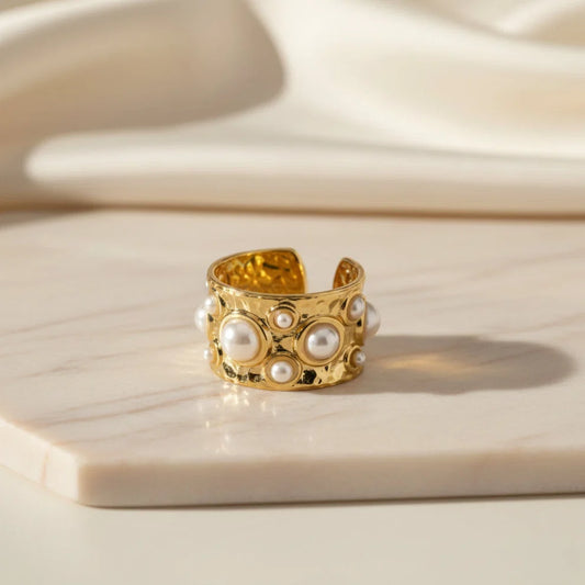 Elegant & Stylish 316L Steel 18K Gold Plated Adjustable Ring