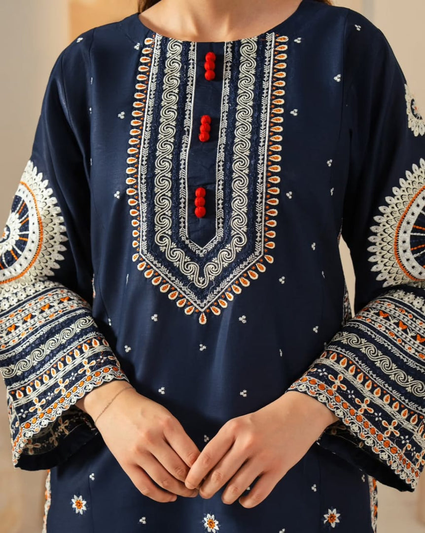 Dastaan Ladies Embroidery 3-Piece Stitched Suit with Farshi Salwar