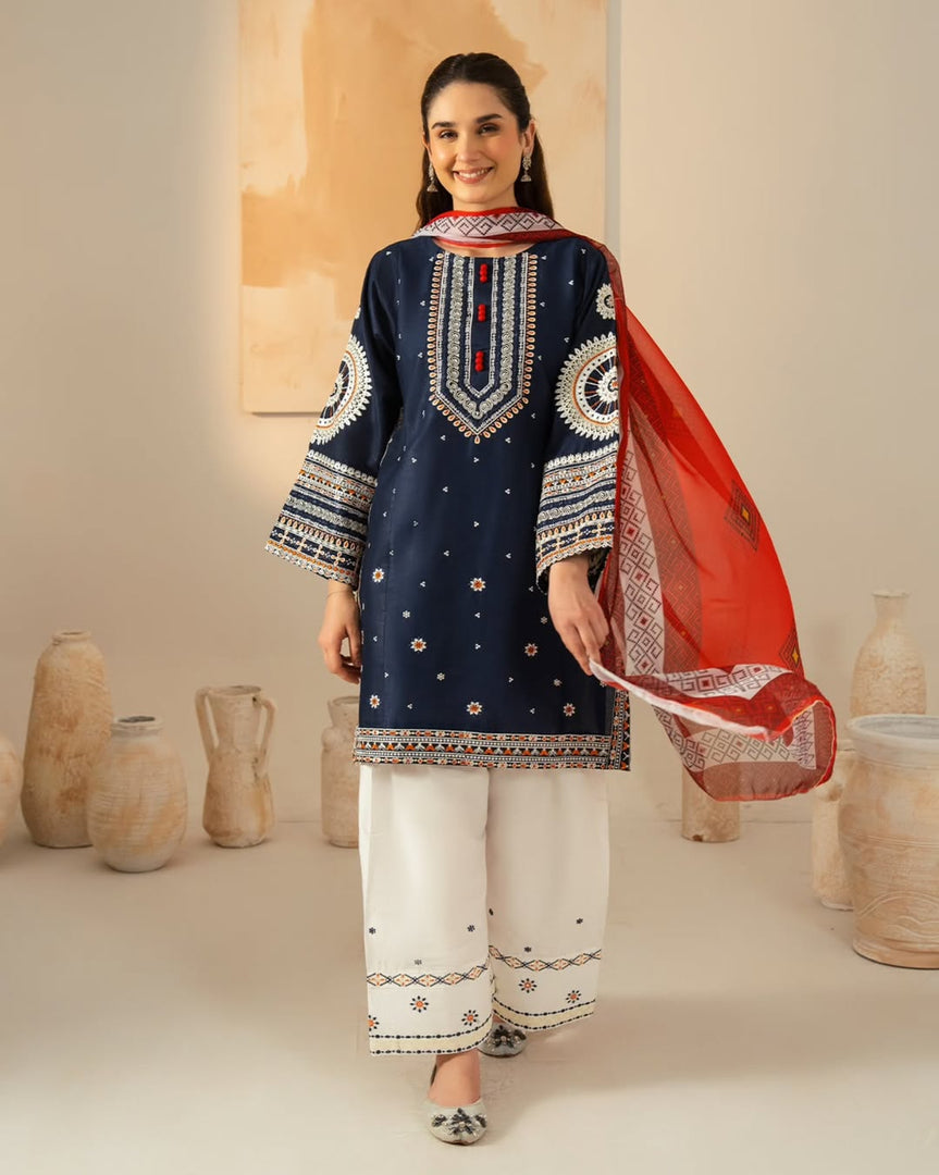 Dastaan Ladies Embroidery 3-Piece Stitched Suit with Farshi Salwar