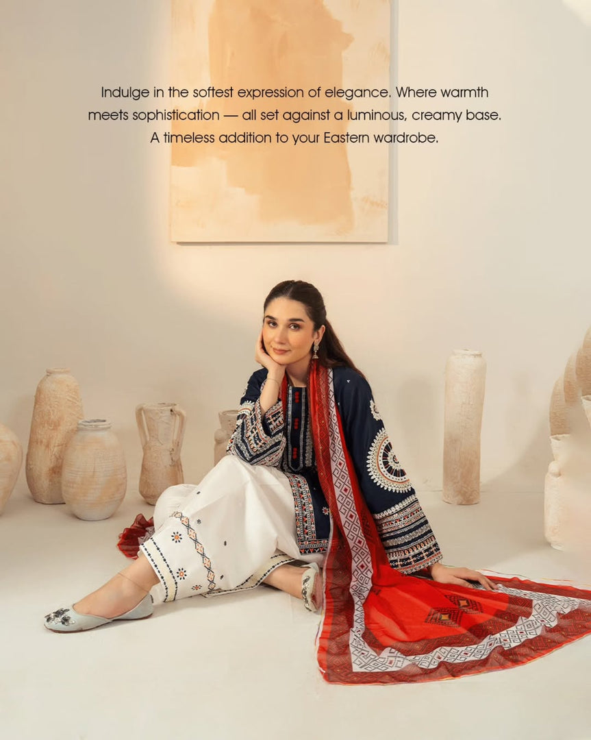 Dastaan Ladies Embroidery 3-Piece Stitched Suit with Farshi Salwar