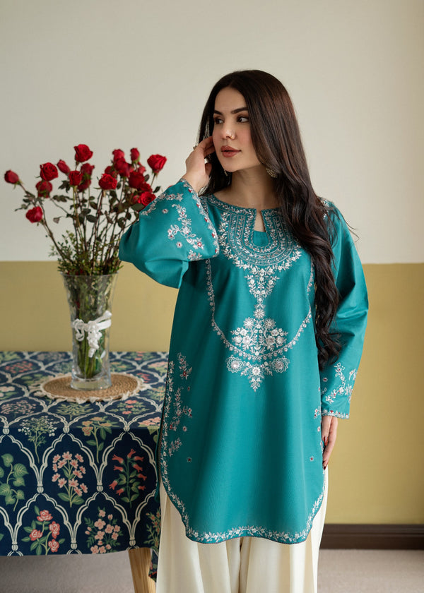 ZARF LADIES STITCHED EMBROIDED 2PC (Short Shirt with Farshi Shalwar)