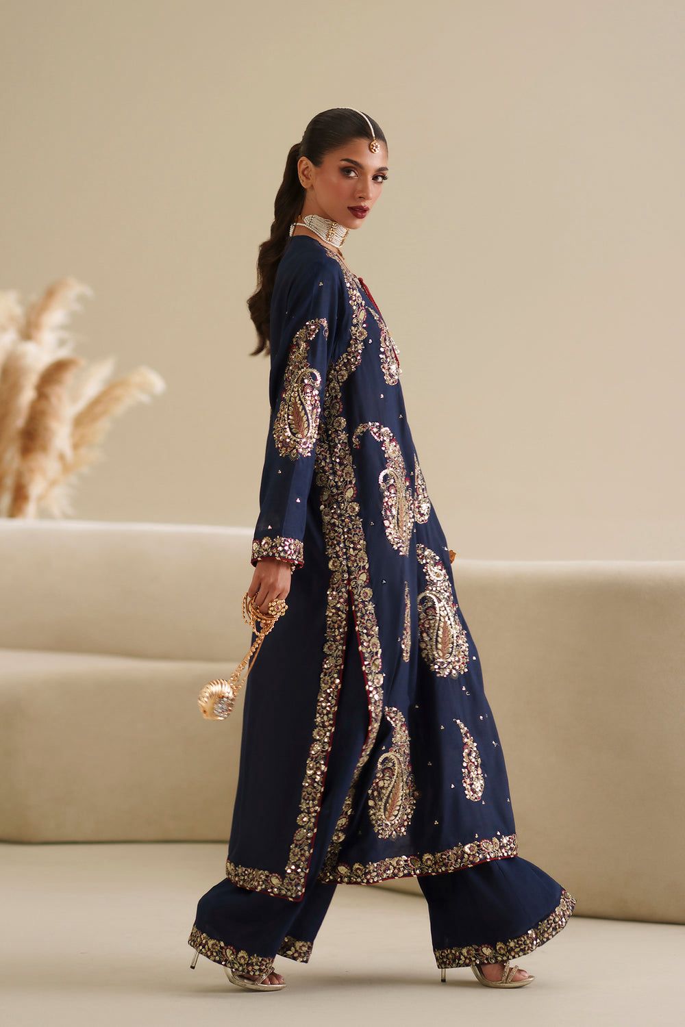 Ethnic Festive Silk Embroidered 2 Piece Suit | Luxury Unstitched Collection