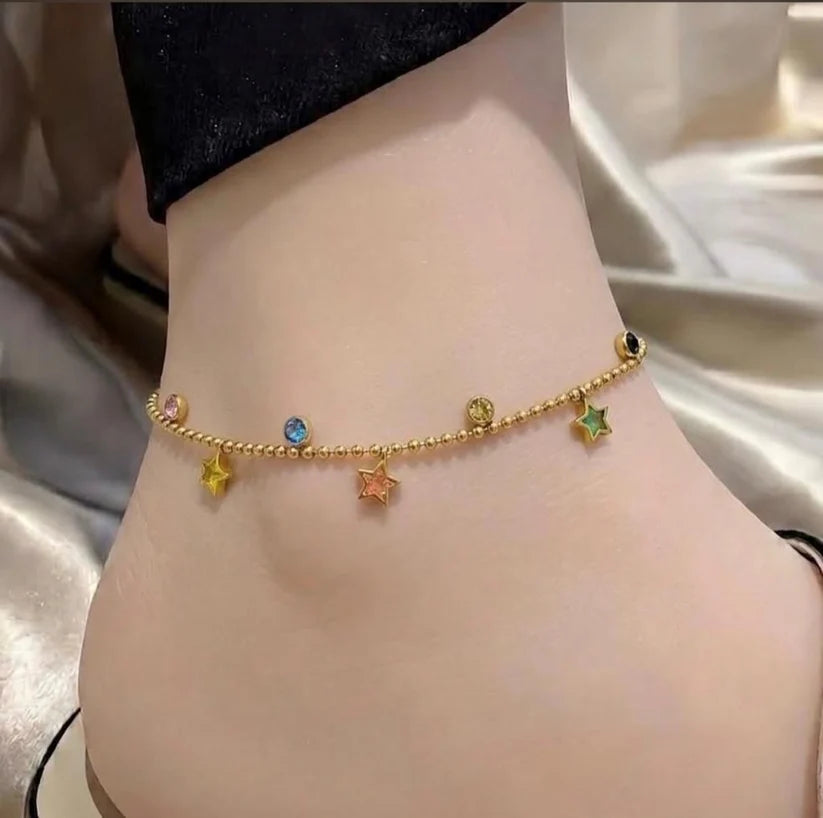 Star Charm Gold Anklet – Elegant & Stylish Anklet for Women