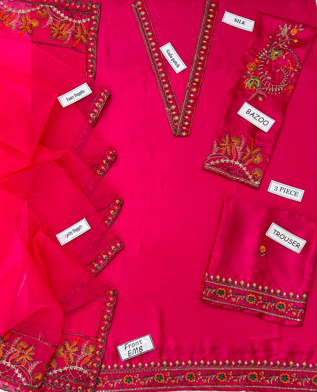 Charizma Silk 3PC Unstitched Suit 2026–27 Embroidered Digital Printed Silk