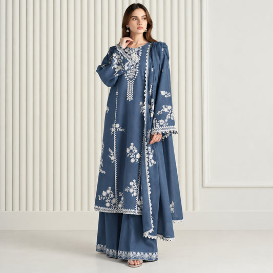 Pure Dhanak Heavy Embroidered 3 Piece Suit | Muntaha Store