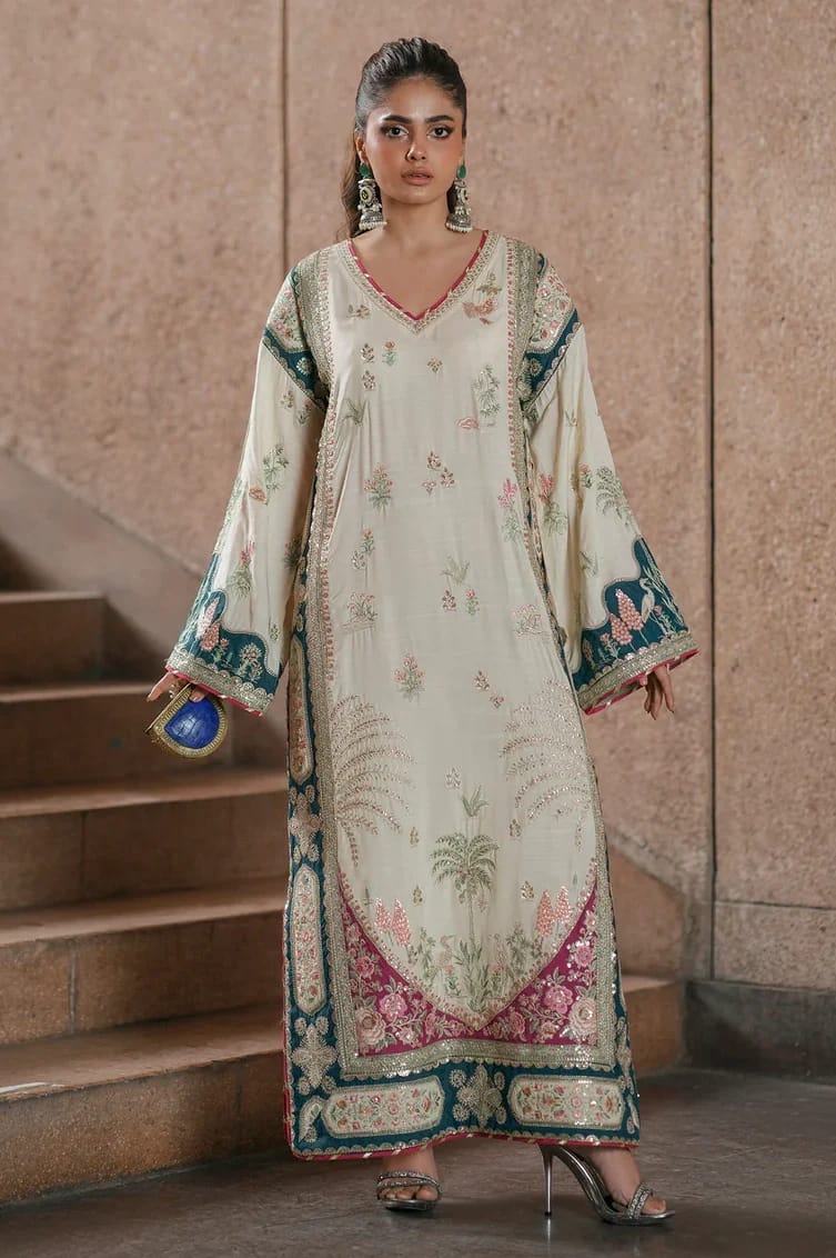 Muntaha Most Viral Luxury Kaftan Silk 2-Piece  ETHNIC INSPIRED