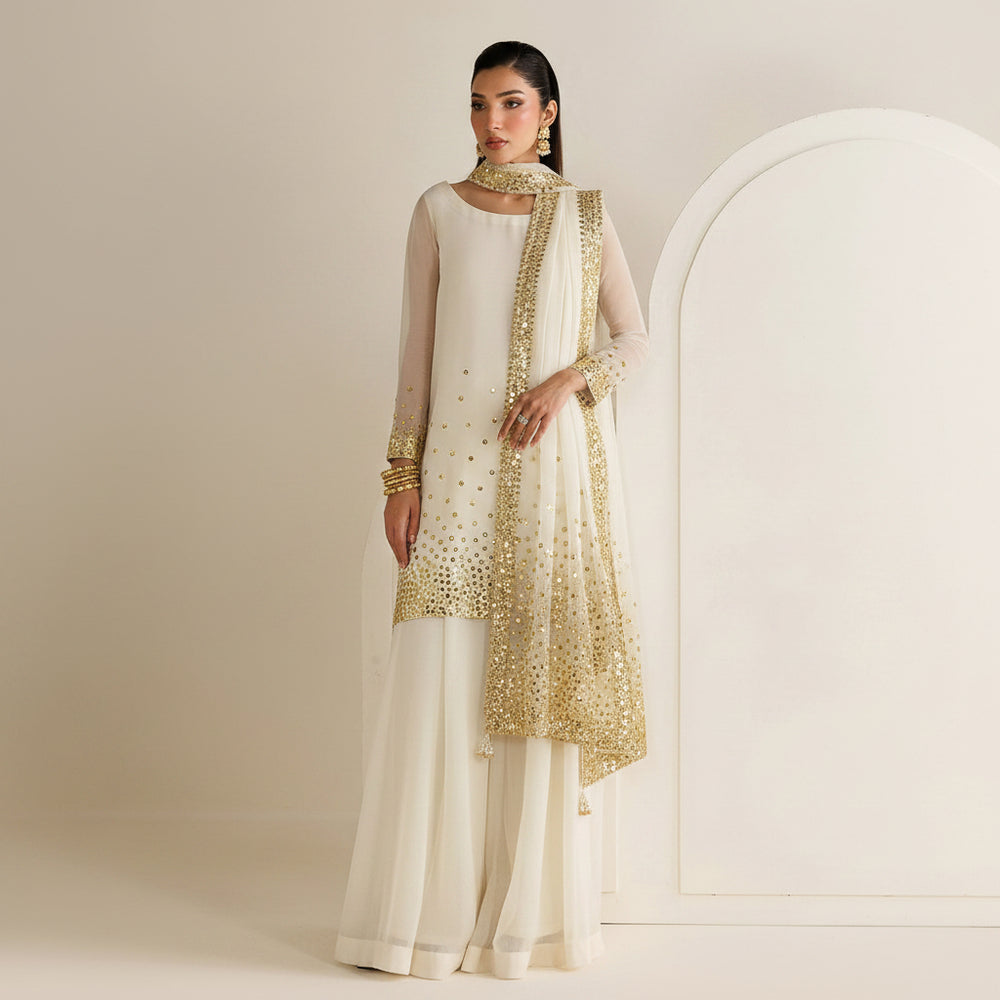 Jazmin Unstitched  – Chiffon Suit with Silk Trouser | 3 Piece
