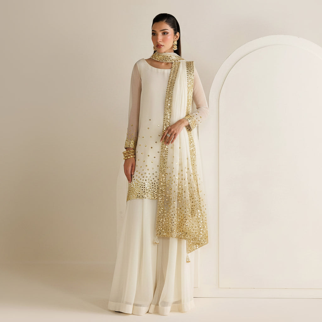 Jazmin Unstitched  – Chiffon Suit with Silk Trouser | 3 Piece
