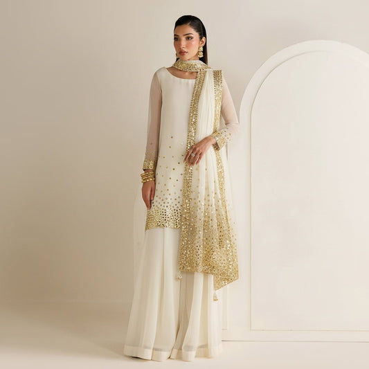 Jazmin Unstitched  – Chiffon Suit with Silk Trouser | 3 Piece