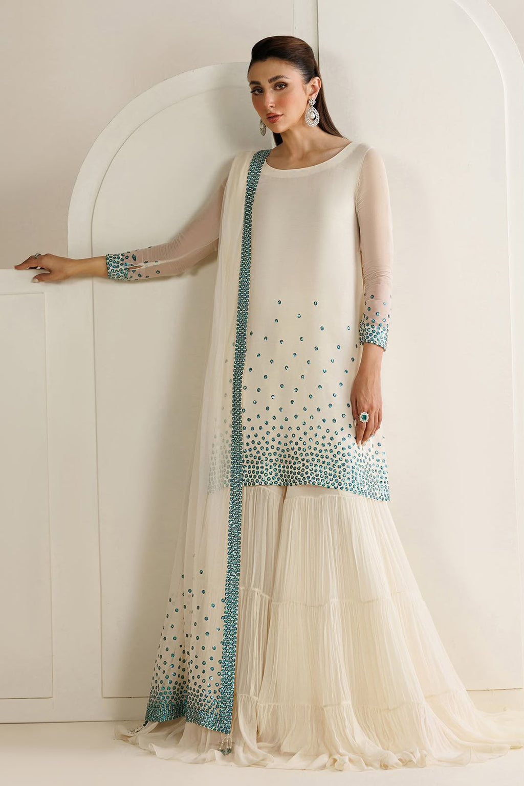 Jazmin Unstitched  – Chiffon Suit with Silk Trouser | 3 Piece